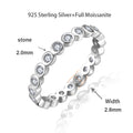 Sterling silver ring set with 2.0mm round stones; band width 2.8mm