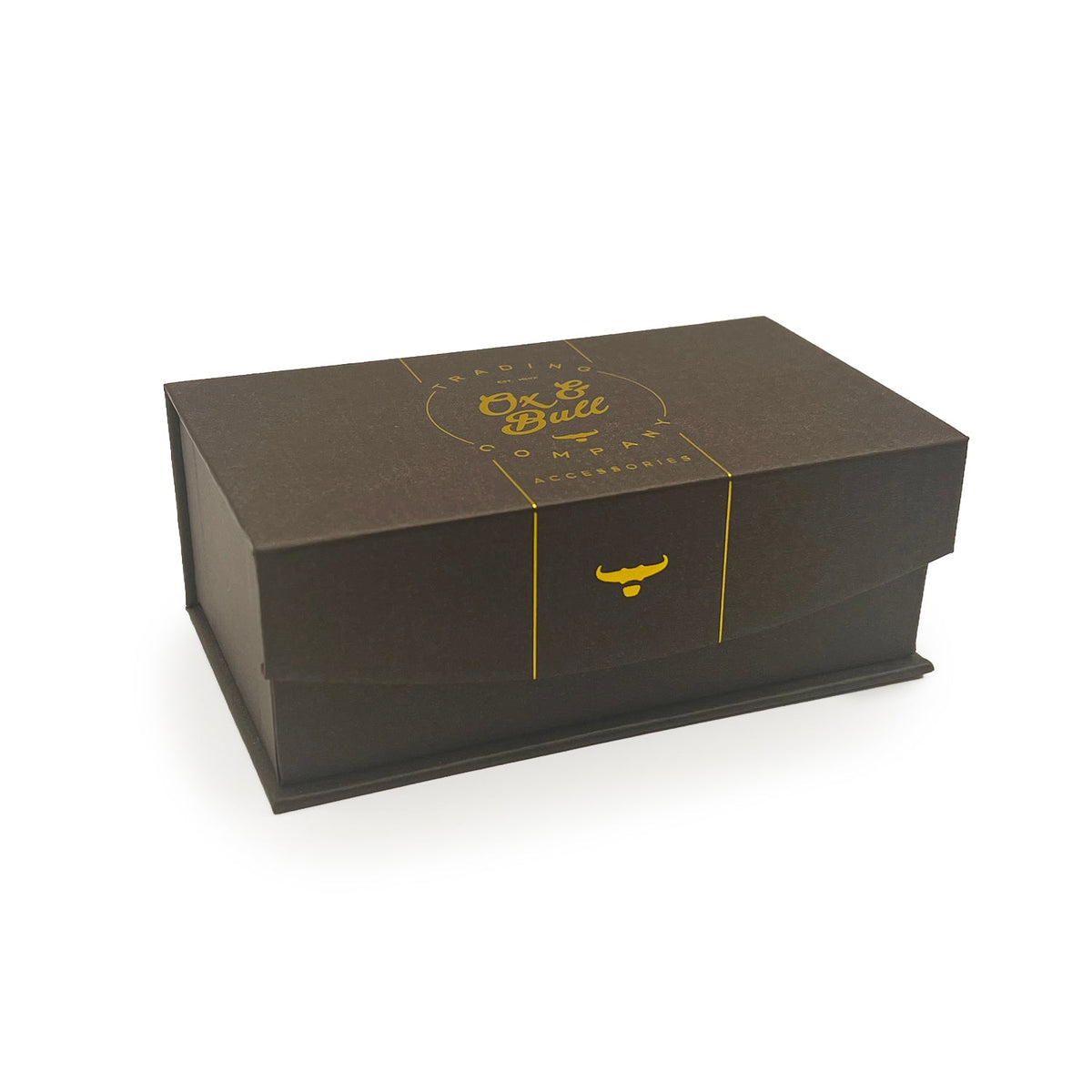 Black gift box with gold logo for watch-movement cufflinks