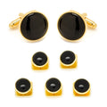 Gold-tone cufflinks with black onyx round faces