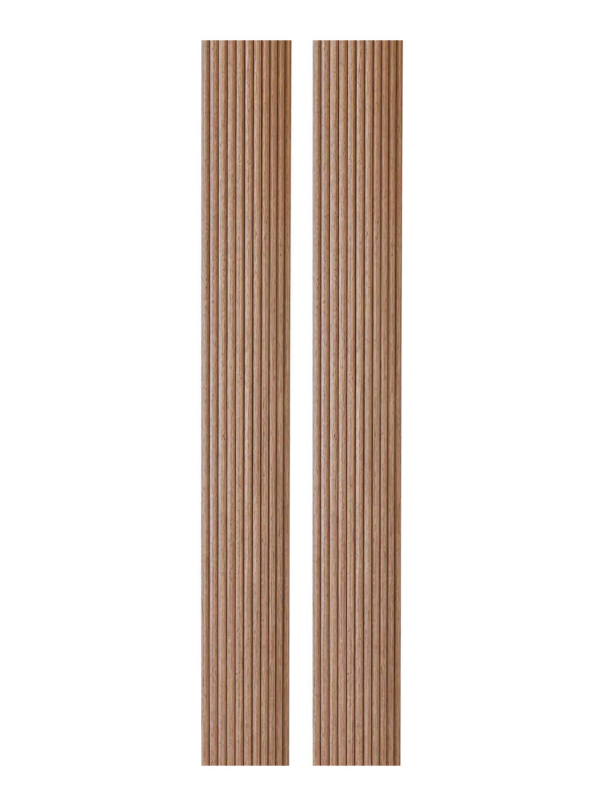 2-pack flexible fluted wall panels in oiled oak, vertical slat design