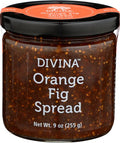 Divina Orange Fig Spread in glass jar with black lid