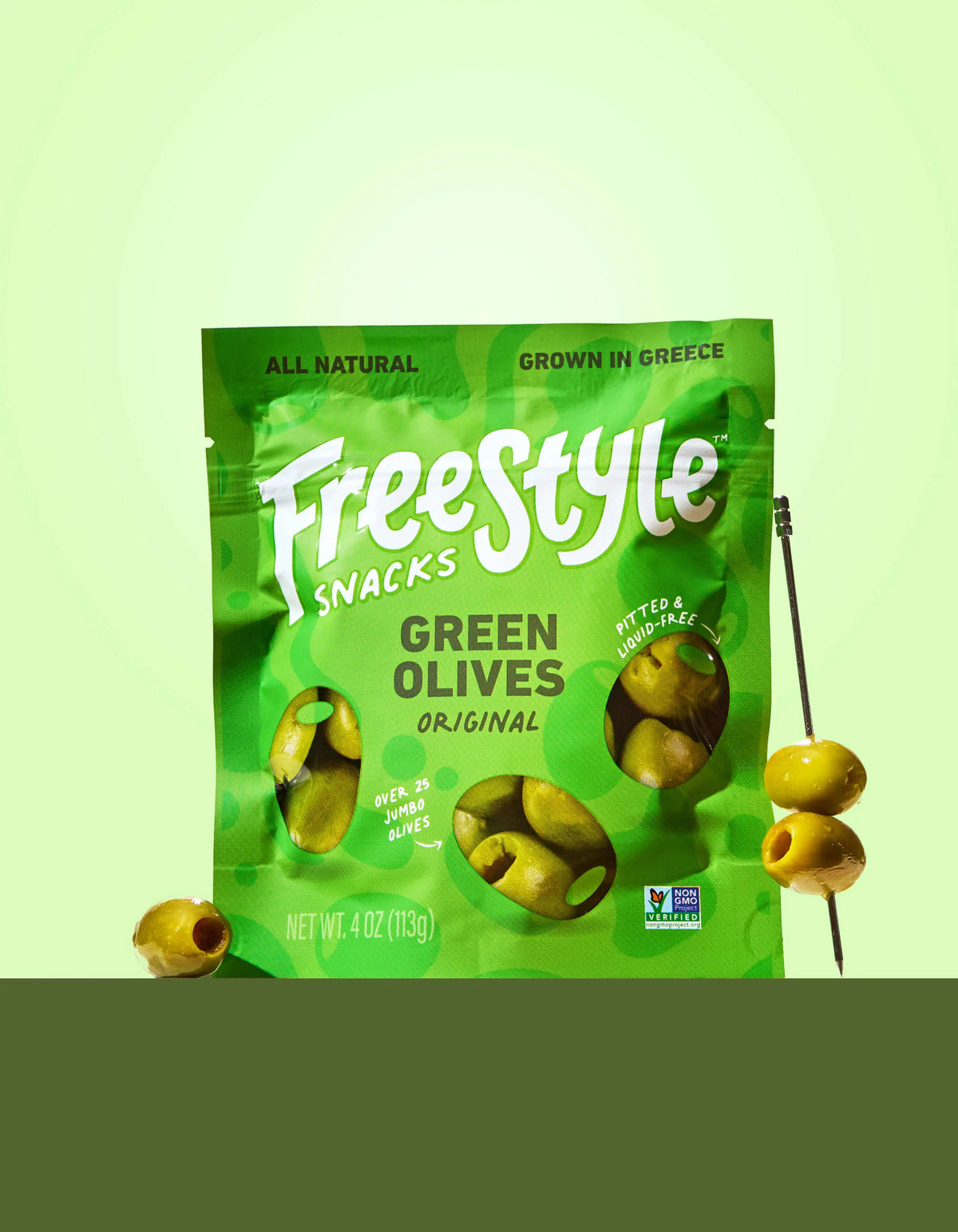 Green olives snack bag, FreeStyle Original, all-natural