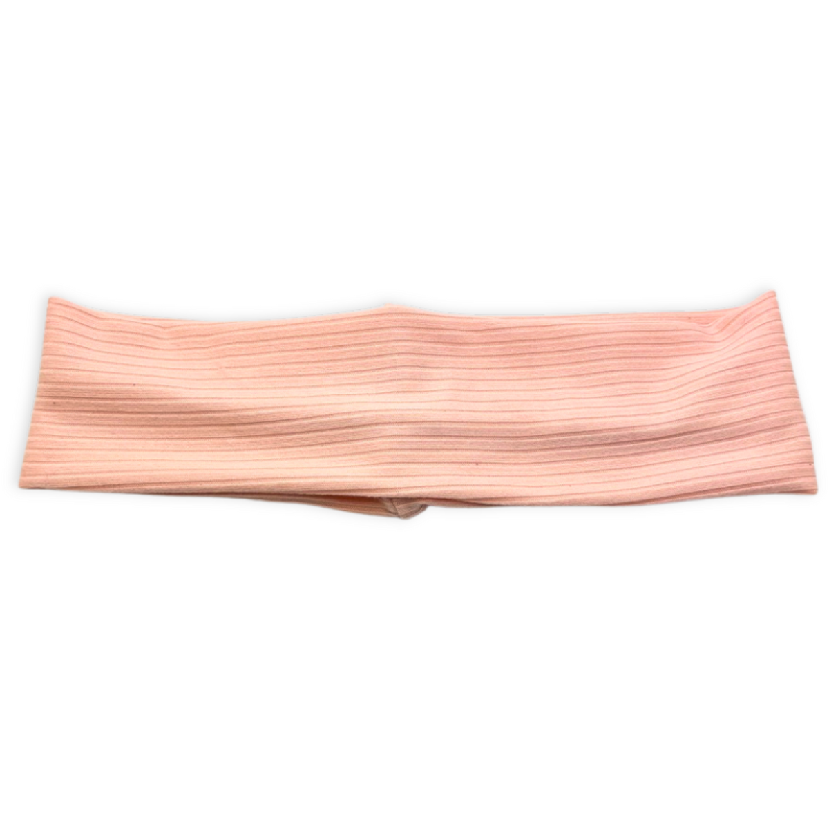 Pink ribbed headband, wide knit fabric with folded seam
