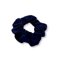 Mini navy cotton scrunchie with gathered elastic loop