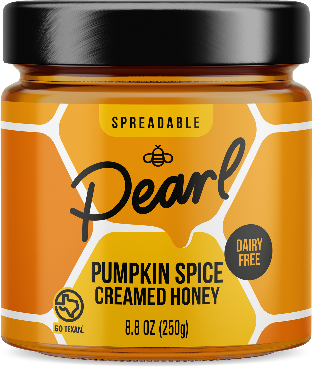 Pumpkin spice creamed honey jar, spreadable label, 0.8 oz (250 g)