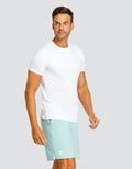 Men's chalk white short-sleeve crewneck T-shirt with straight hem