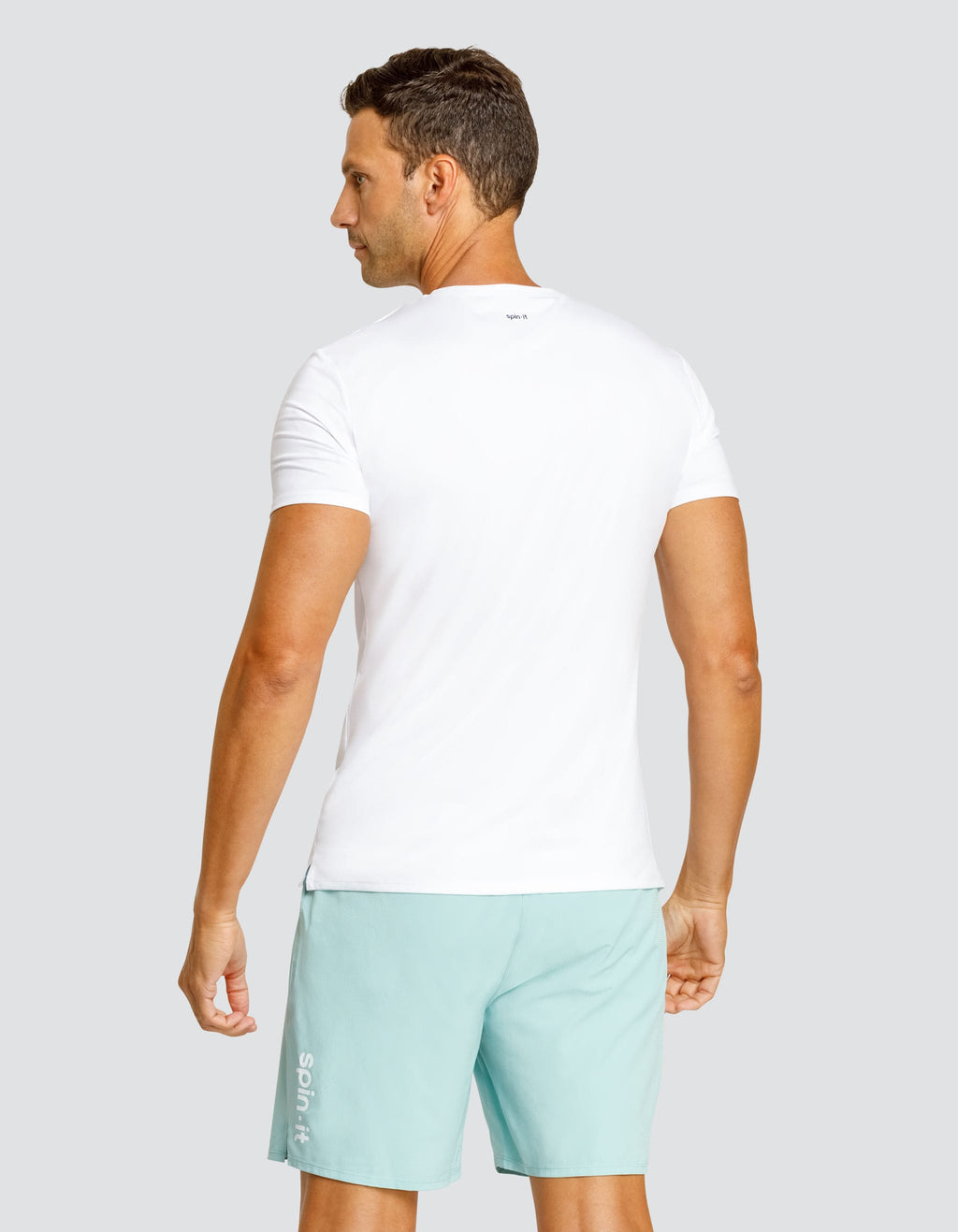 Men's chalk white short-sleeve crewneck T-shirt, visible back