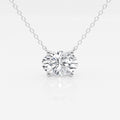 Oval lab-grown diamond solitaire pendant on silver-tone chain, prong-set