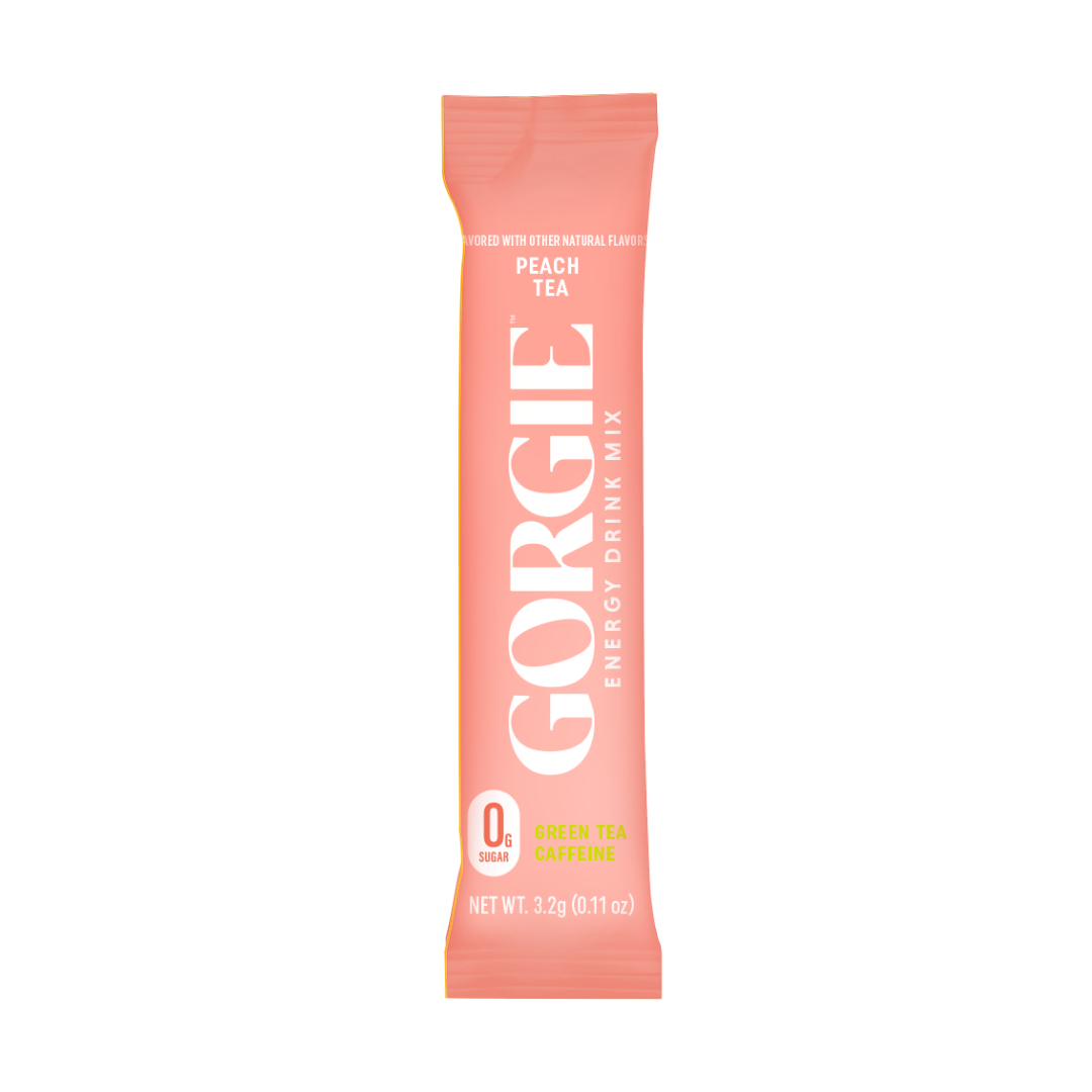 GORGIE energy drink mix packet, Peach Tea flavor, 1 single serve