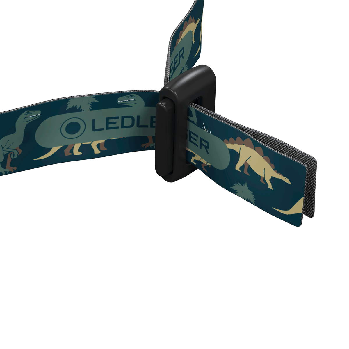 Green animal-print headlamp with black front clip and strap