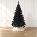 Black artificial pine Christmas tree with white base stand