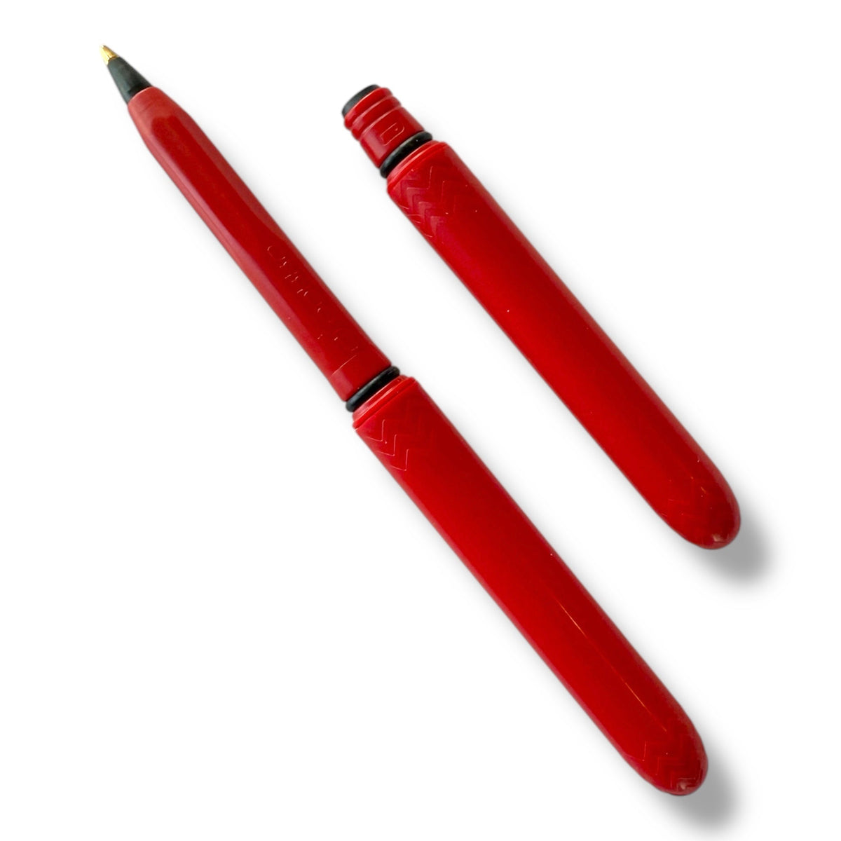 Cardinal red pocket pens (2-pack) with black tips and ribbed grips