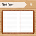 A6 kraft lined notebook insert with stitched cover and two-page layout