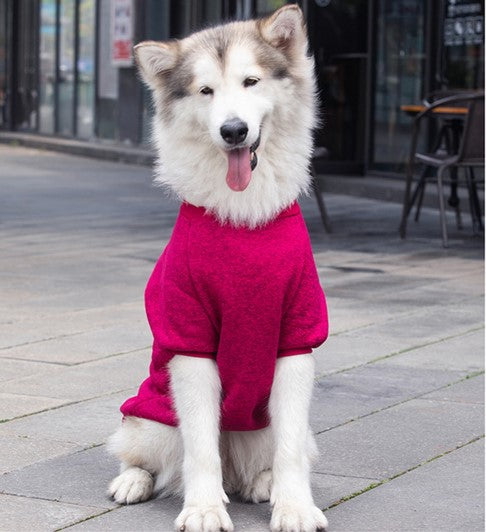 Burgundy winter pet sweater with high collar and short sleeves, soft knit pullover
