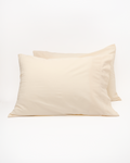 Cream milk-fibre pillowcase set, single pillowcase front view with stitched edge
