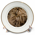 Decorative porcelain plate with wheat harvest artwork and gold-trim rim
