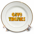 Porcelain Thanksgiving plate with 'Give Thanks' text design and gold rim