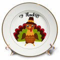 Thanksgiving porcelain plate with colorful turkey in pilgrim hat and “Happy Thanksgiving” text