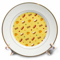 8-inch porcelain dinner plate with Thanksgiving turkey, pumpkin, and pie pattern
