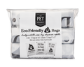 Biodegradable poop bag refill rolls in clear package with black eco-friendly branding