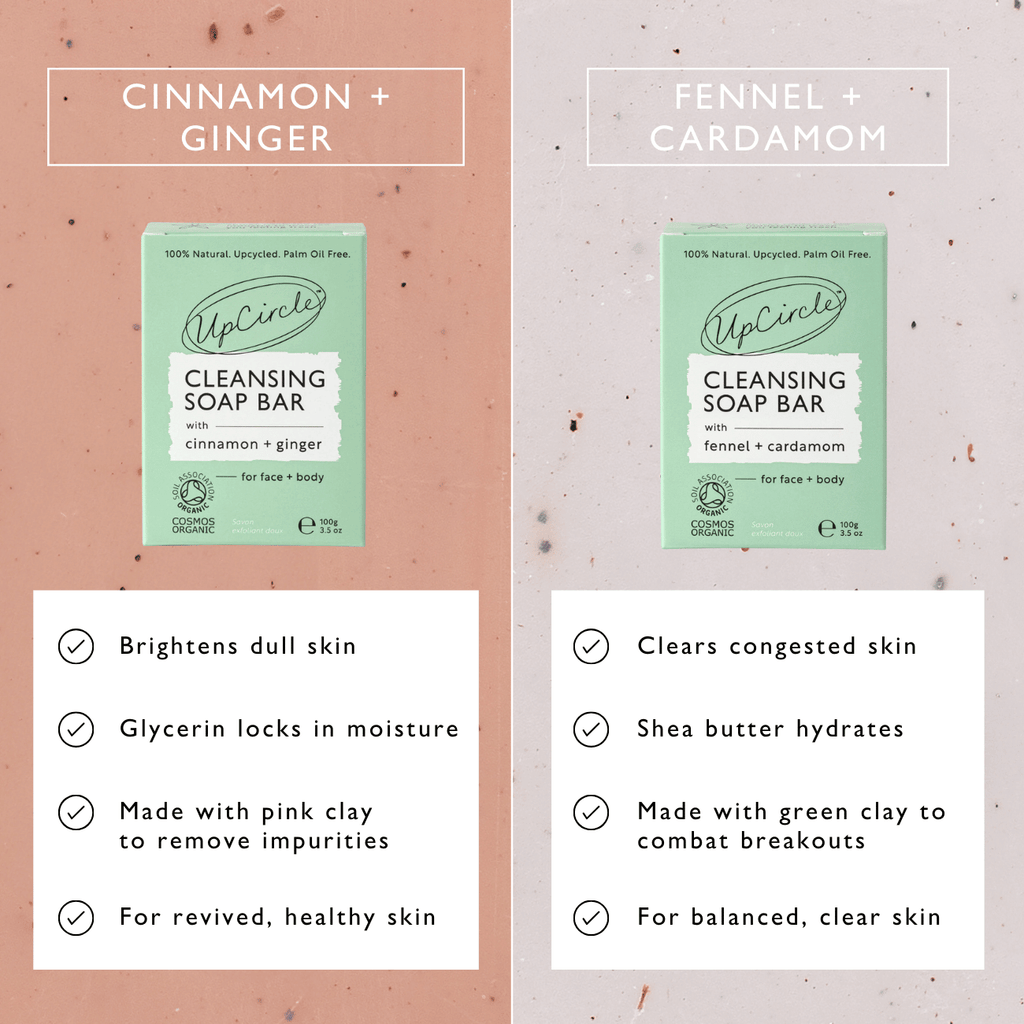 Cleansing soap bar duo boxes: Cinnamon + Ginger and Fennel + Cardamom