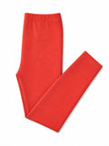 Pumpkin spice leggings, solid coral red full-length with elastic waistband
