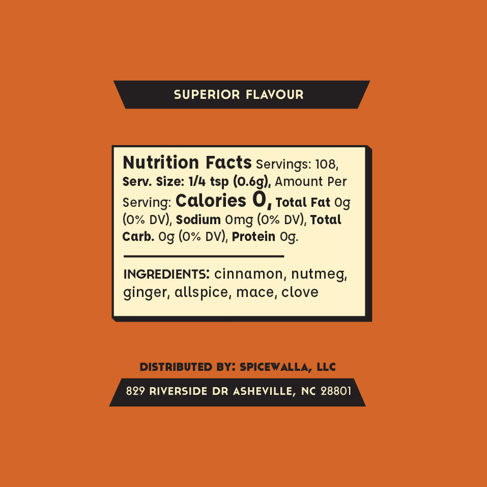 Pumpkin spice seasoning tin nutrition facts and ingredients panel