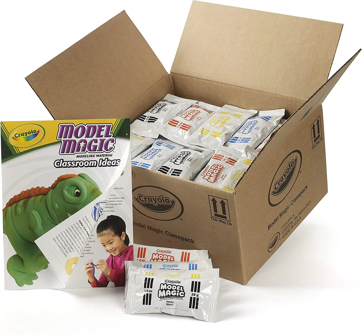 Crayola Model Magic air-dry clay starter kit, open box with colorful clay packs