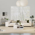 White modern coffee table with open lower shelves