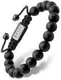 Black onyx beaded bracelet with adjustable cord and ARTIZAN tag
