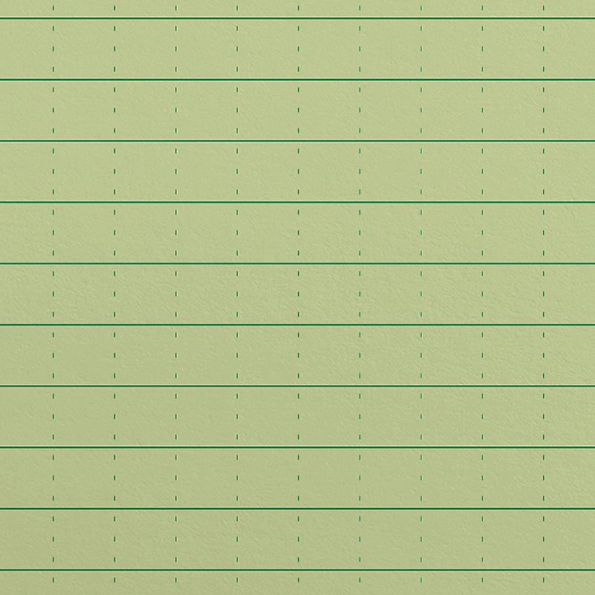 Green notebook paper close-up with horizontal lines and dot grid spacing