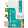 8-pack travel patch packet, teal and white package with hand holding patch