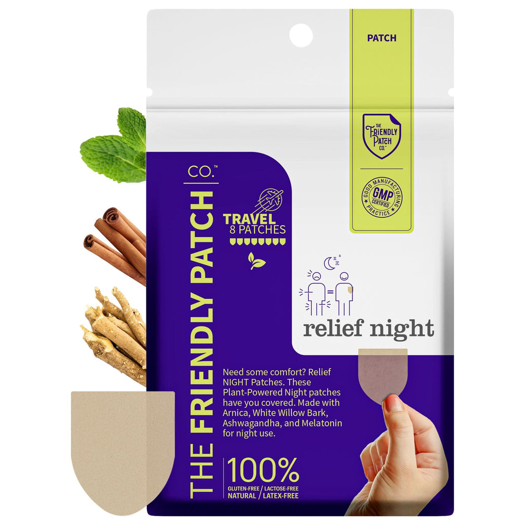Relief night patch pouch: travel friendly 8-pack with arnica and melatonin