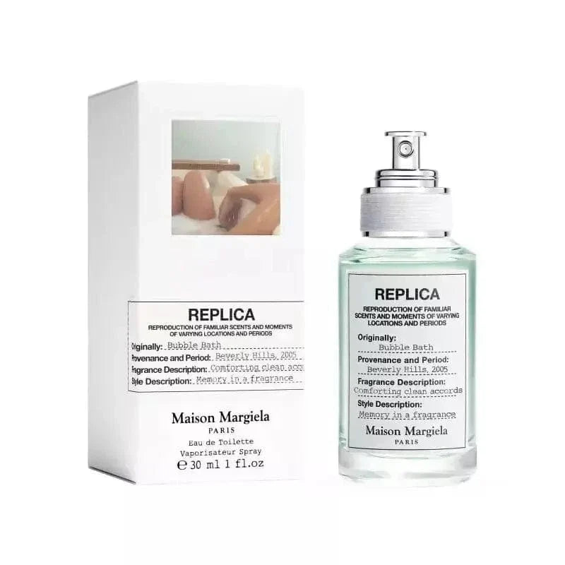 Maison Margiela Replica Bubble Bath EDT spray box and clear glass bottle