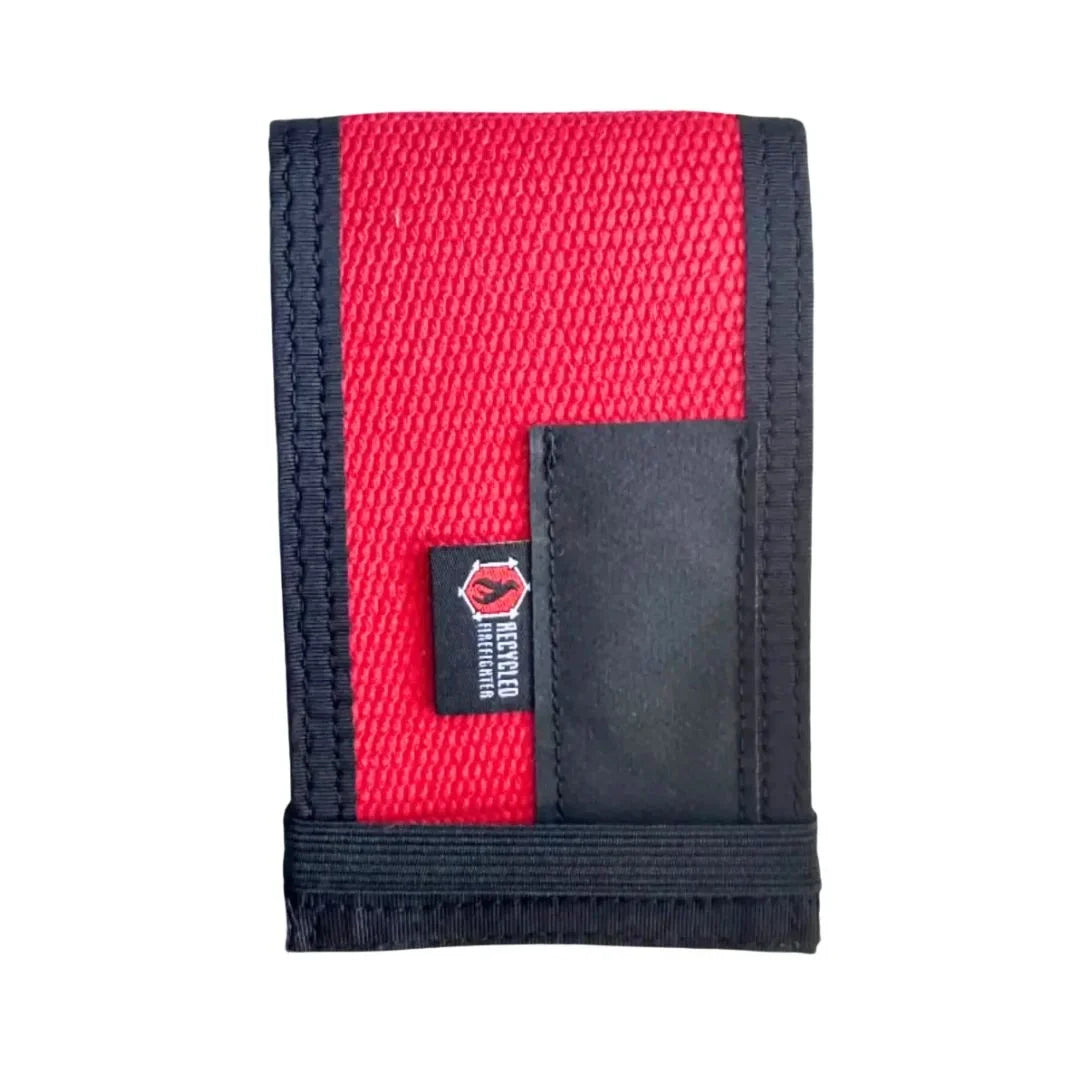 Rite in the Rain notebook cover, red front with dark gray pocket and navy edge trim