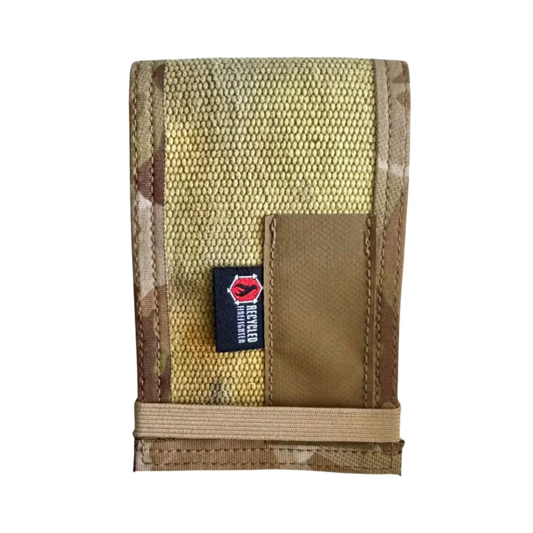 Rite in the Rain notebook cover, light tan front with brown camo sides and tan pocket