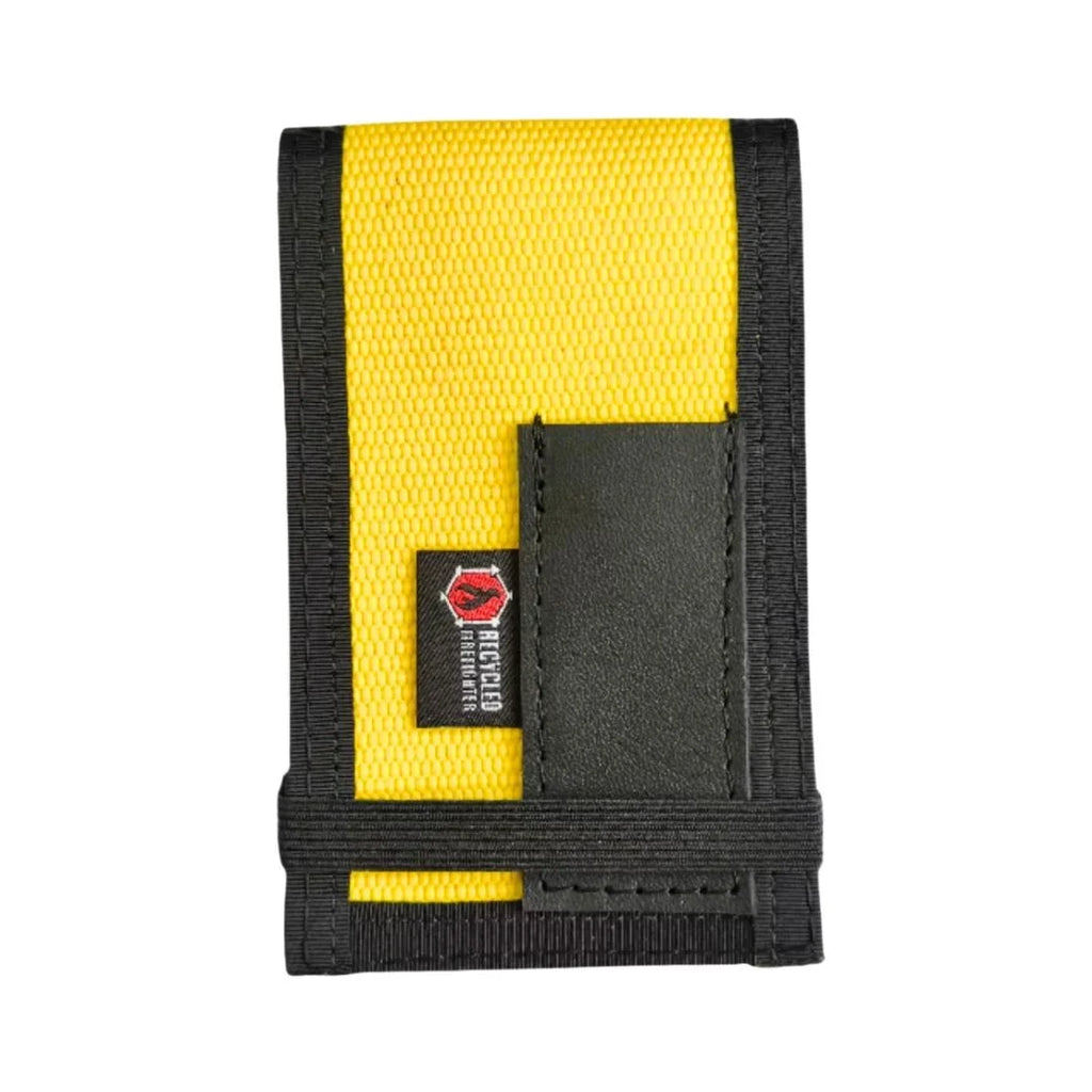 Rite in the Rain notebook cover, yellow front with black pocket and dark camo side band