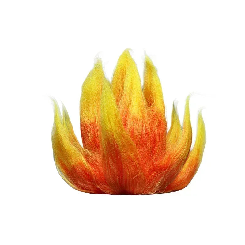Flame spiky wig hairpiece, yellow to orange to red, for anime cosplay