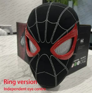 Black Spider-Man electronic mask with glowing red-tinted eye lenses