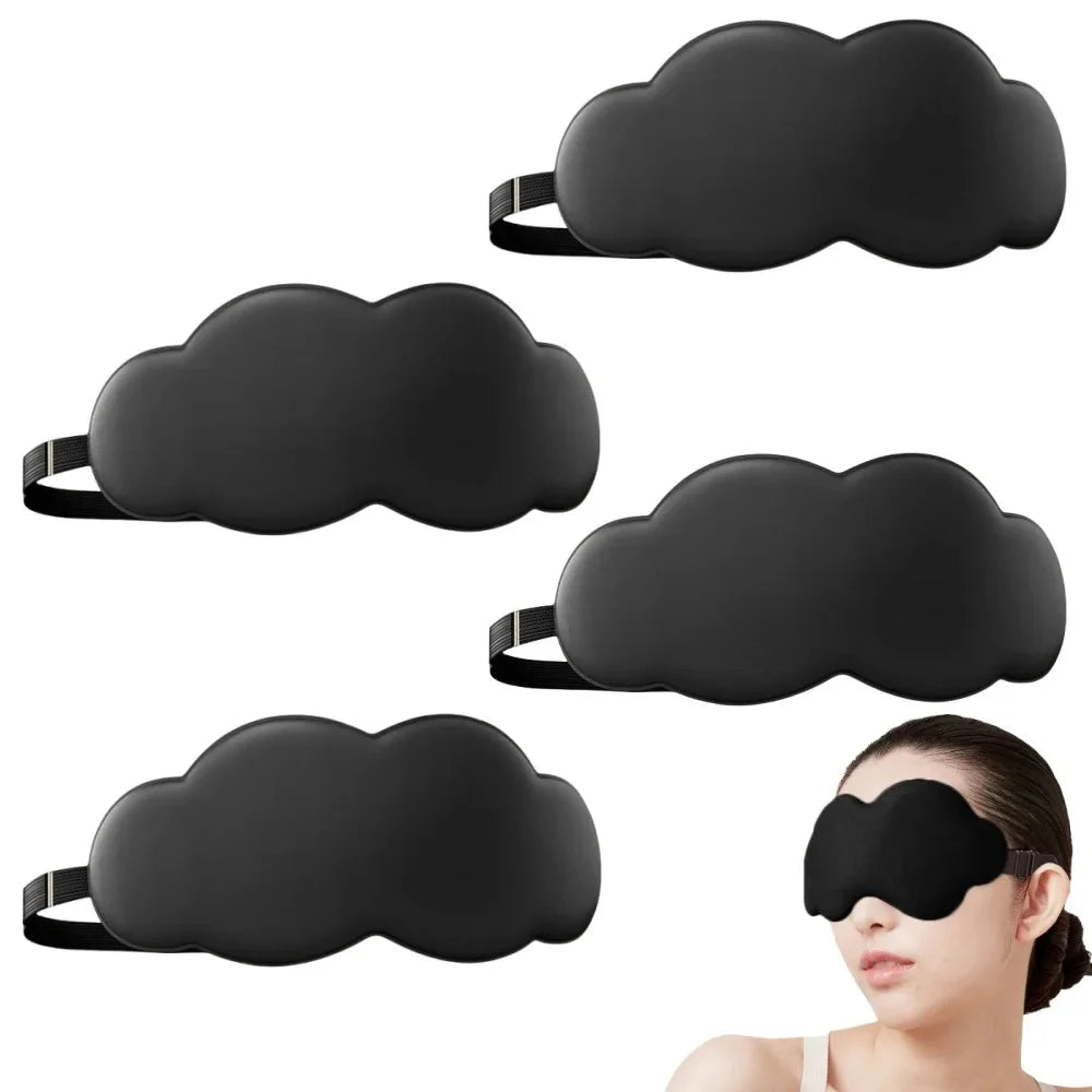 Cloud-style black sleep eye masks set with elastic straps