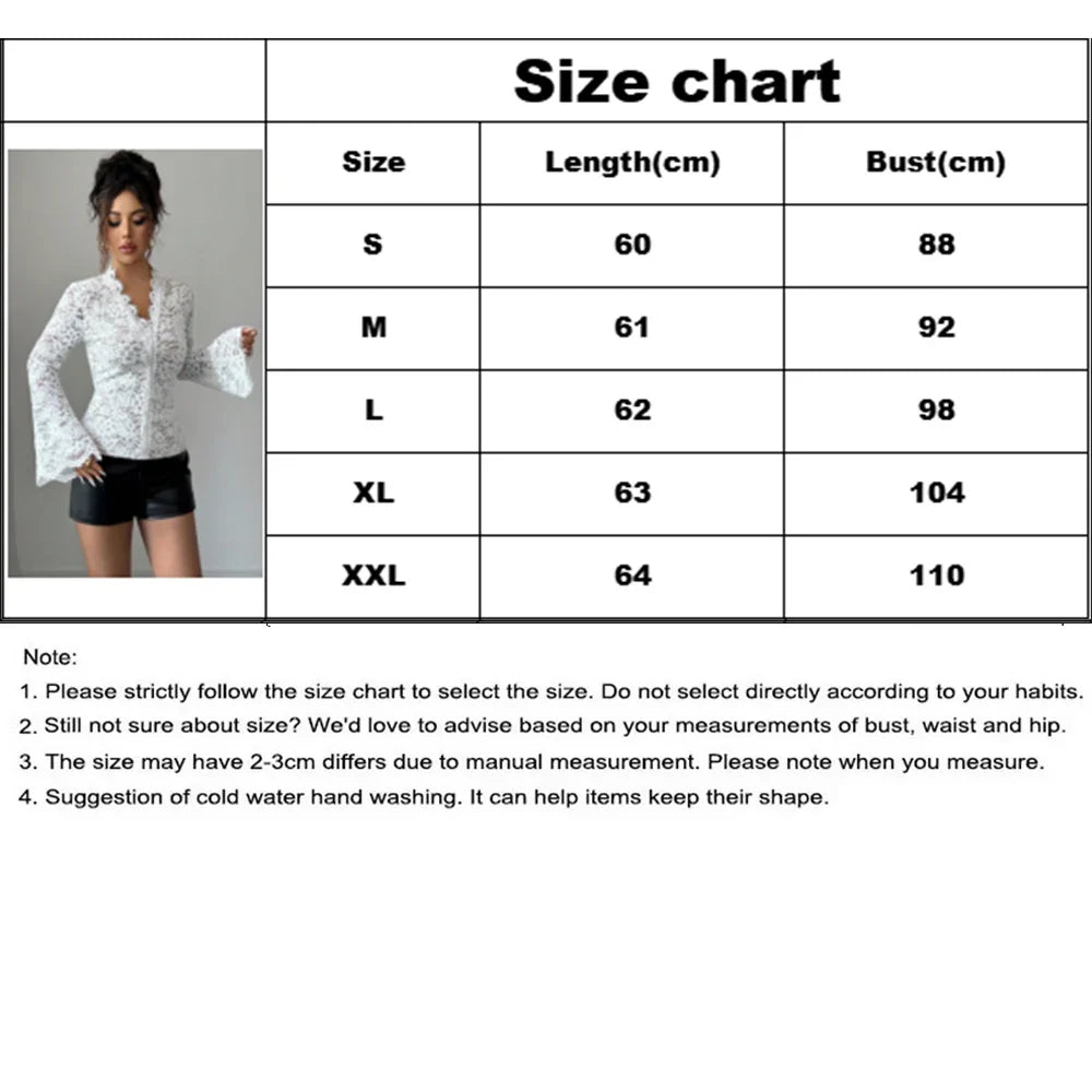 Size chart table listing crop top length and bust by size