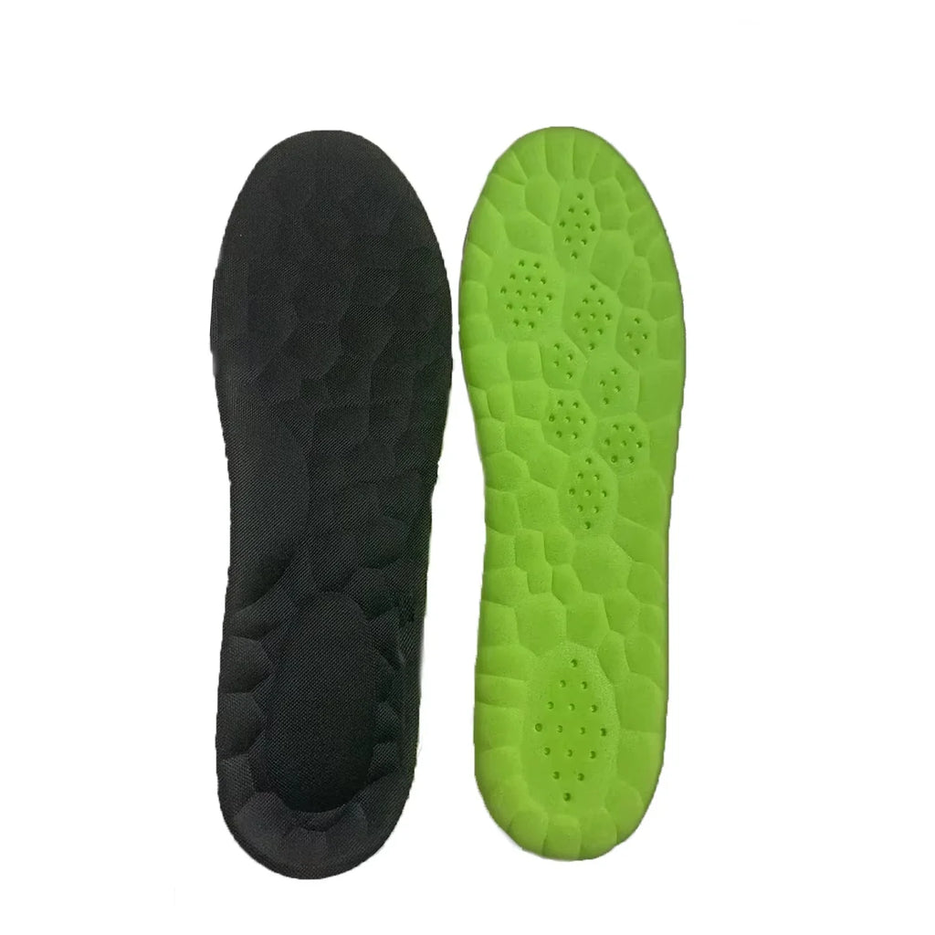Pair of insoles: black and green perforated shock-absorbing shoe sole pads
