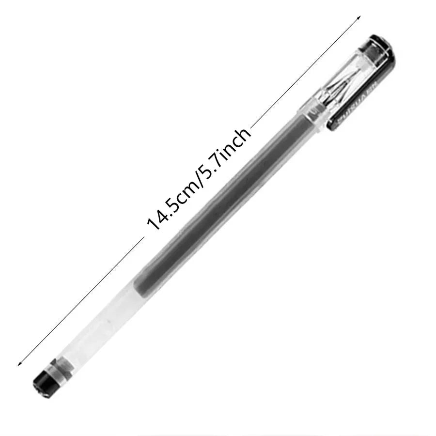 Fine 0.38mm diamond tip gel pen with clear barrel and length marking