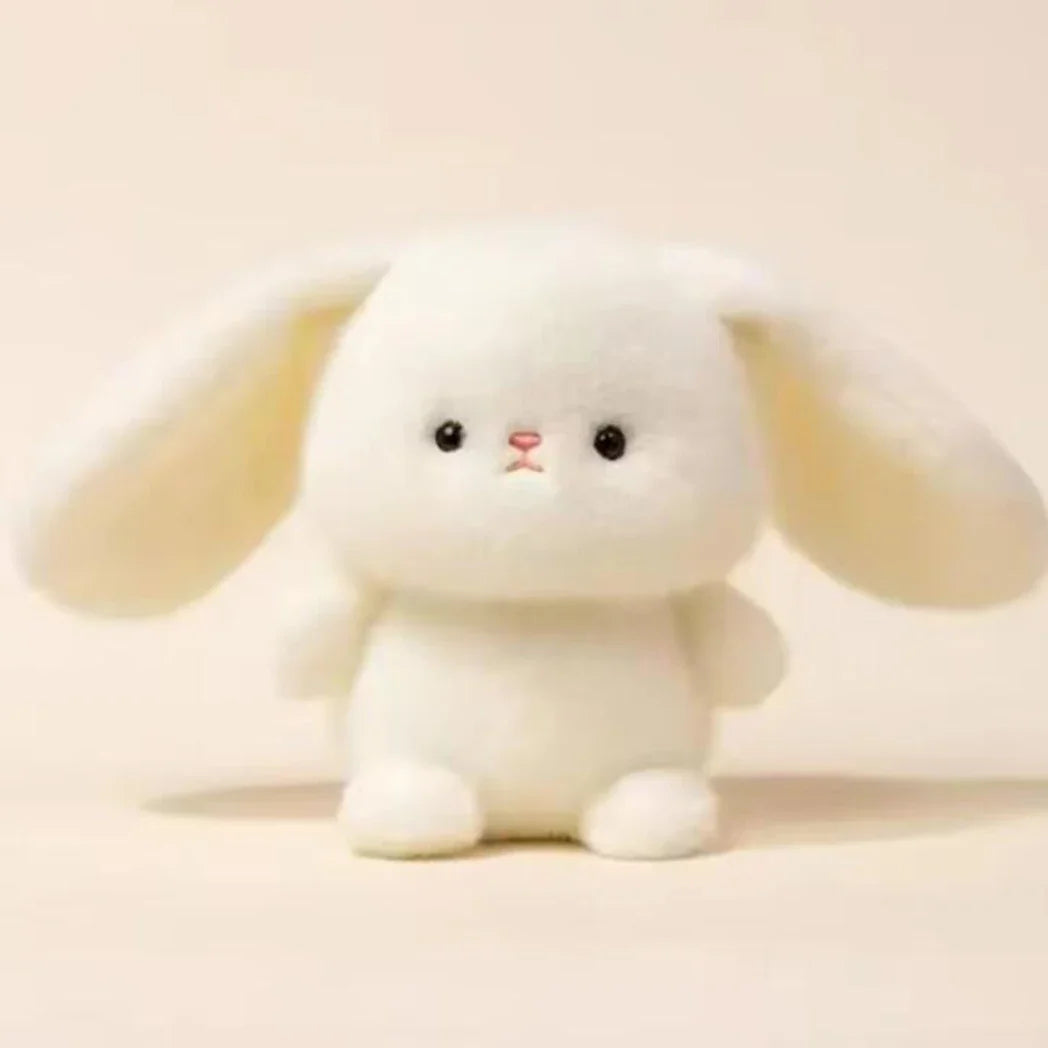 15cm plush rabbit doll, white fur with long ears and pink nose