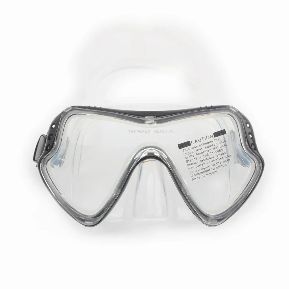 Clear silicone scuba diving mask goggles with tempered glass lenses and anti-fog design