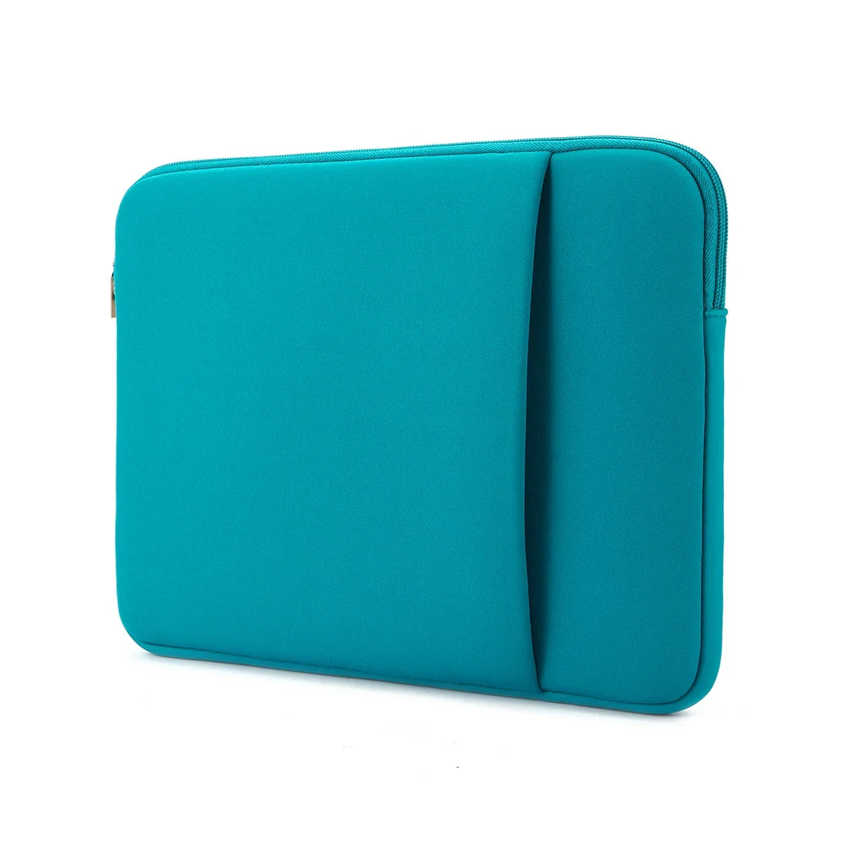 Lake blue laptop inner bag sleeve with zipper closure and padded front pocket