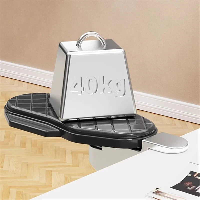 Black desk wrist rest extender with grid top and metal hinge support