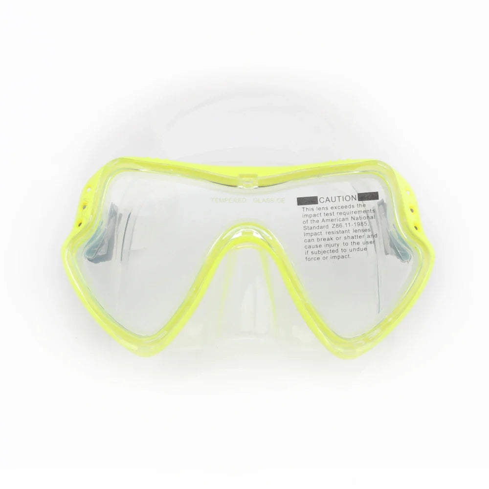 Lime neon silicone scuba diving mask goggles with tempered glass lenses and anti-fog design