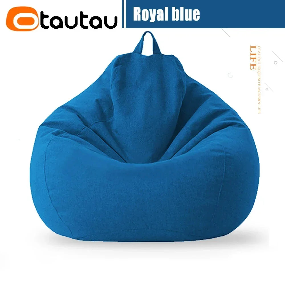 Royal blue bean bag cover with top carry handle