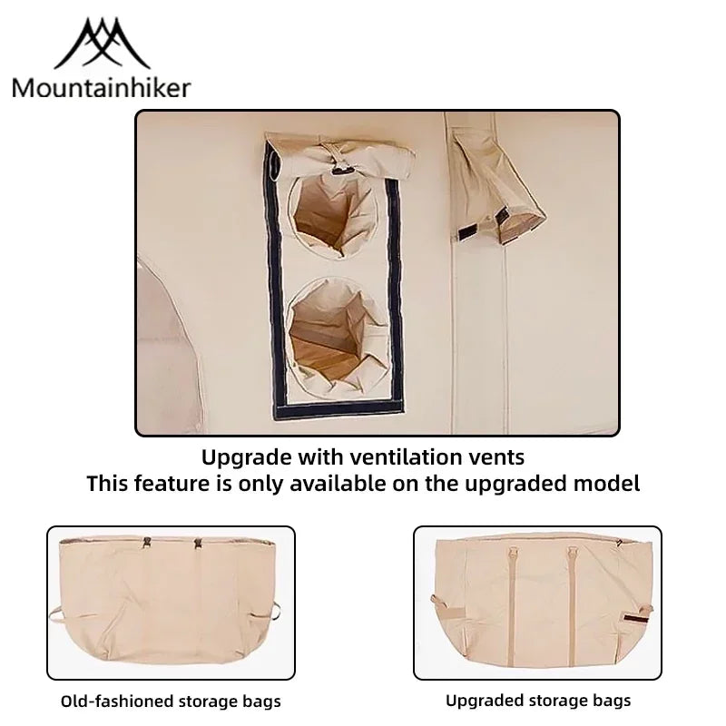 Mountainhiker inflatable tent with door opening and ventilation vent windows